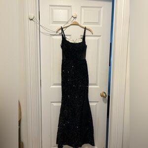 Floor length dress with flare at the bottom